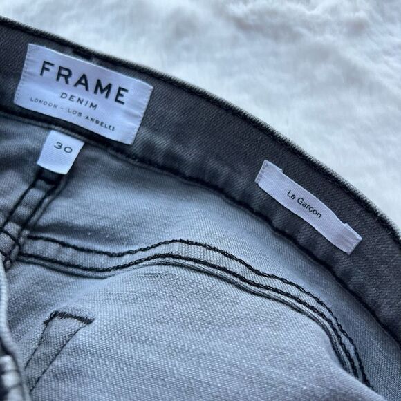FRAME denim le garcon jeans slim boyfriend high rise gray raw hem women’s sz 30 - Picture 10 of 12